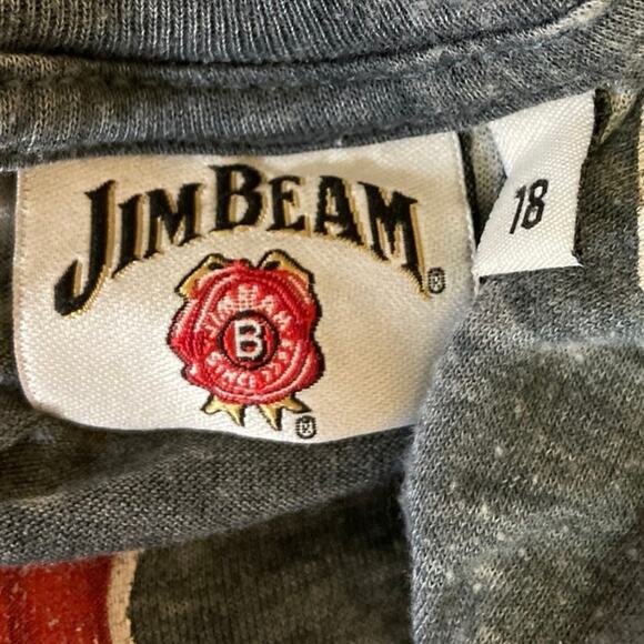 Jim Beam Gray Distressed Cap Sleeve Crew Neck Bourbon Whiskey T Shirt Size 18 - Picture 4 of 5